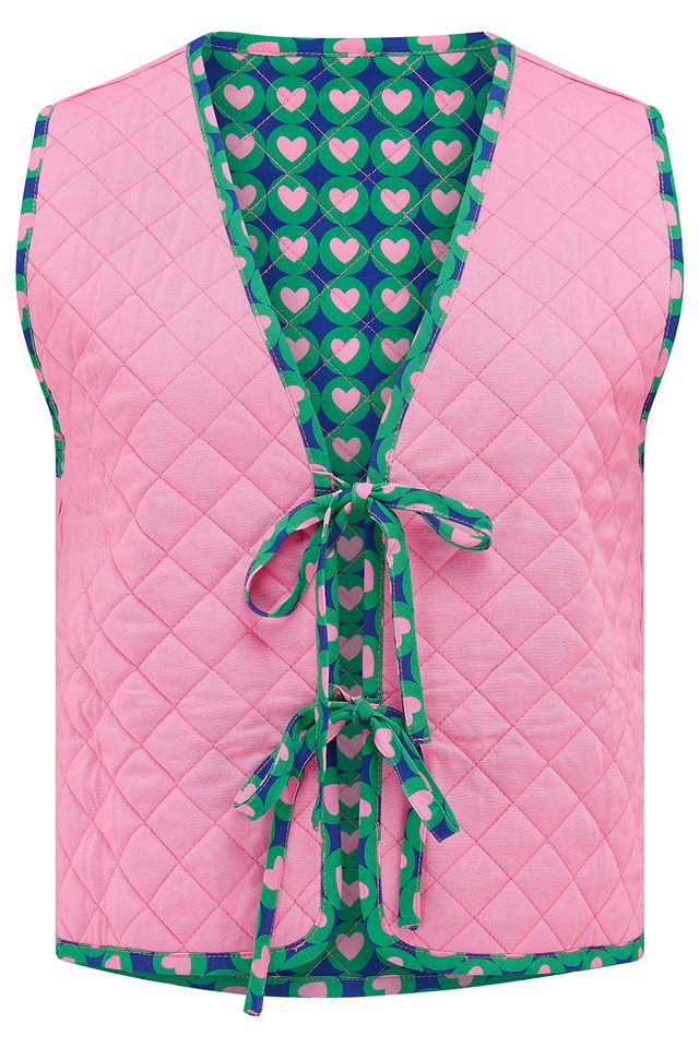 NAVY, HEART TILE VANDER QUILTED WAISTCOAT