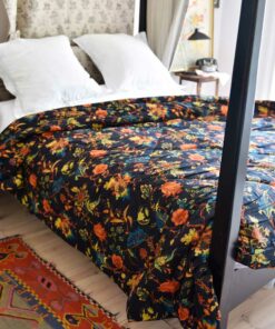 DOUBLE QUILTED THROW- BURNT ORANGE PRINT