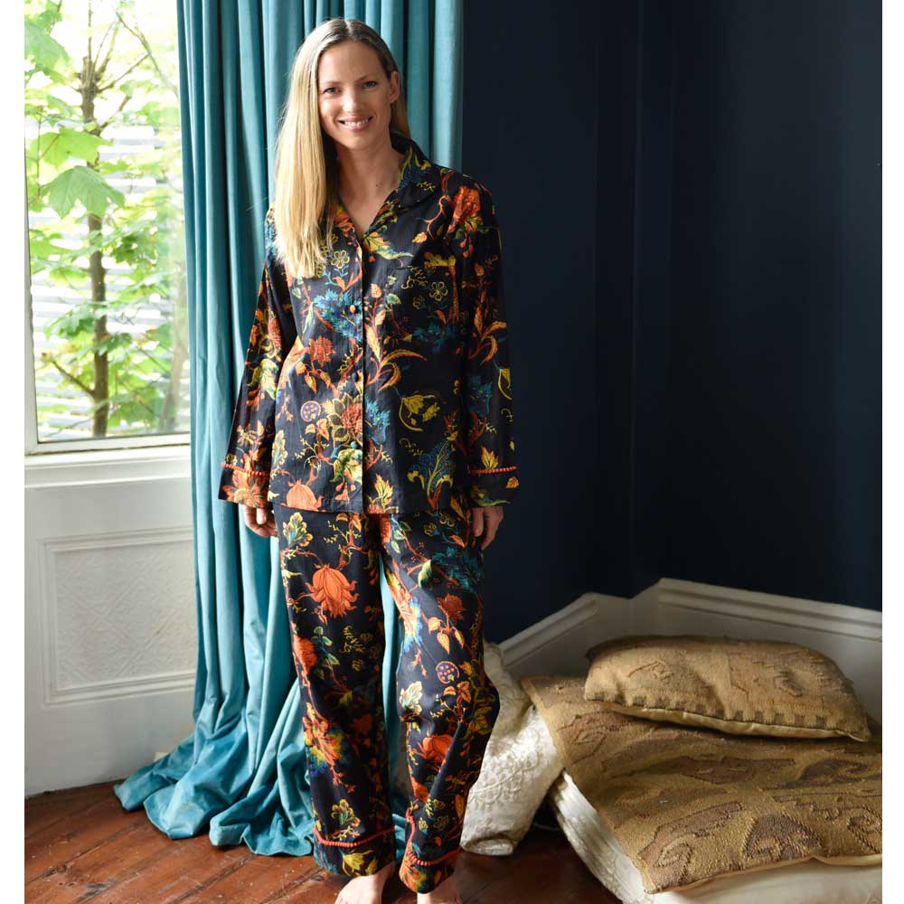 BURNT ORANGE PRINT PYJAMAS S/M