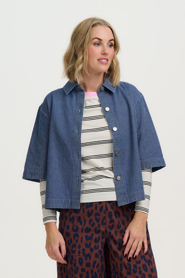 BLUE STRIPE DENIM  AMITY JACKET