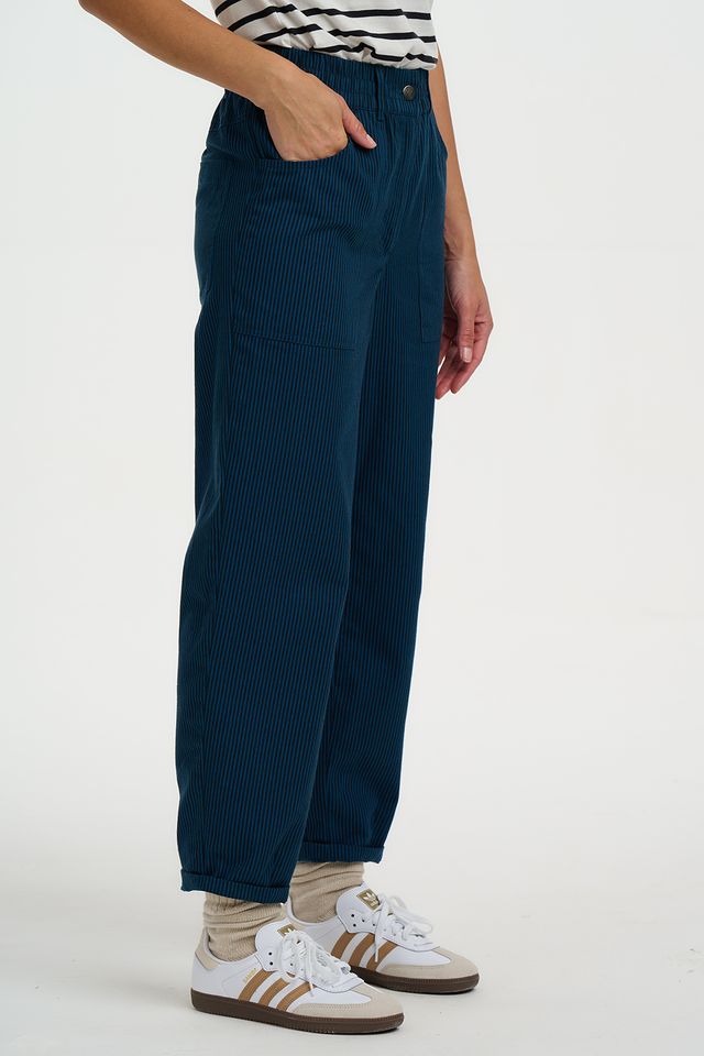 BLACK/TEAL, THIN  STRIPE  ROWAN TROUSERS