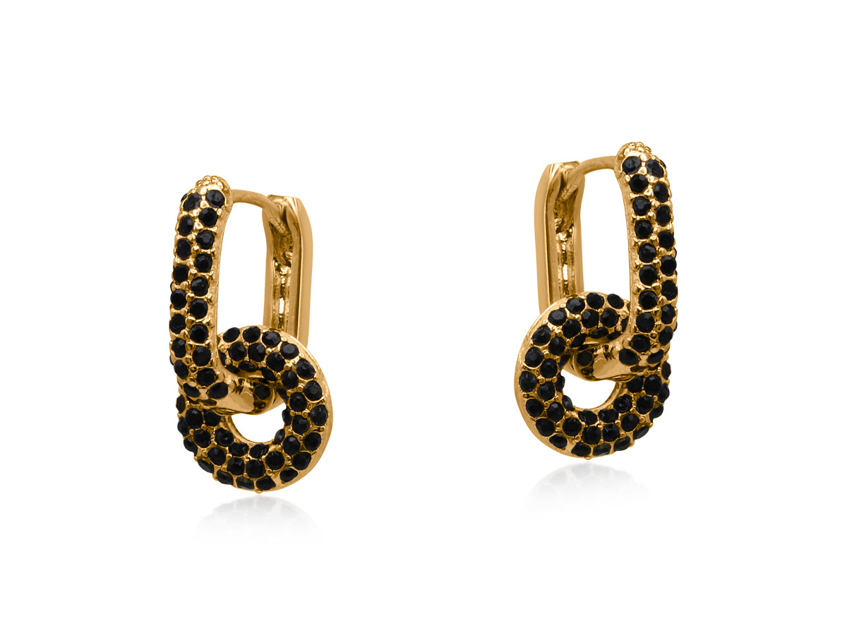 Sirens Gems Huggie Earrings 3786 - GOLD/BLACK