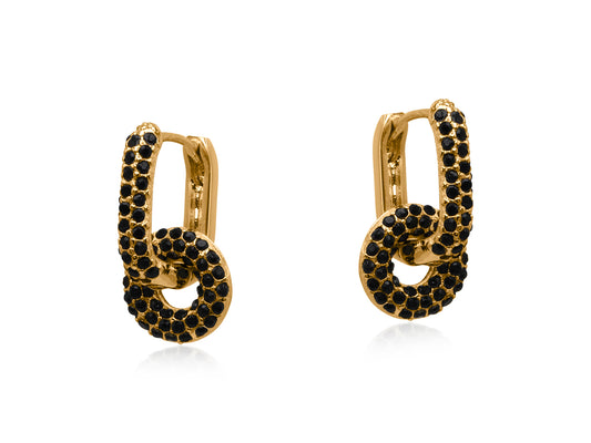 Sirens Gems Huggie Earrings 3786 - GOLD/BLACK
