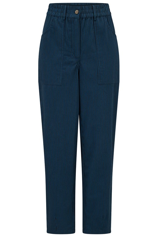 BLACK/TEAL, THIN  STRIPE  ROWAN TROUSERS