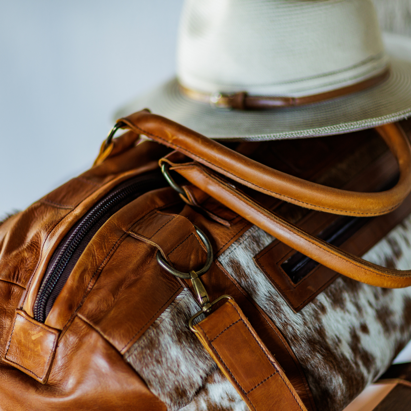 Chestnut Cowhide Travel Bag