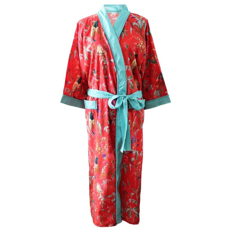 Red Exotic Bird DRESSING GOWN