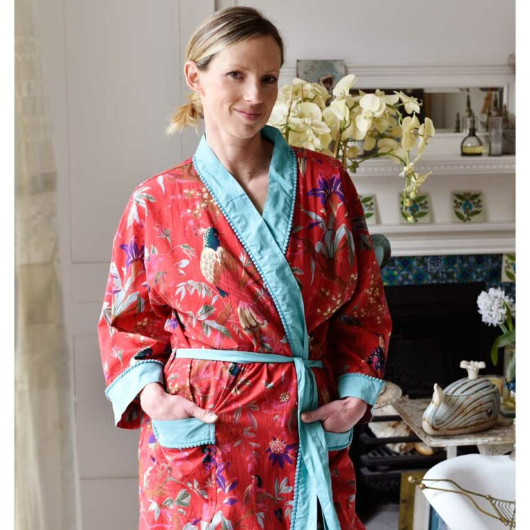 Red Exotic Bird DRESSING GOWN