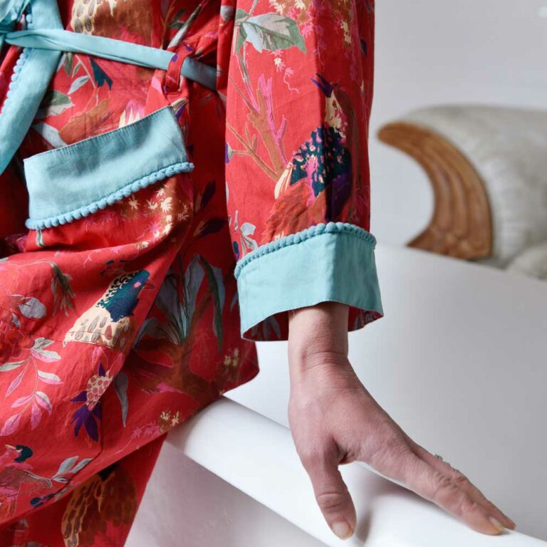 Red Exotic Bird DRESSING GOWN