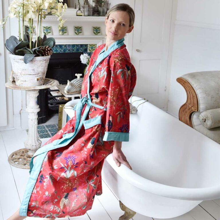 Red Exotic Bird DRESSING GOWN