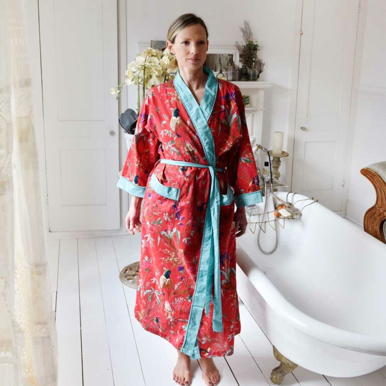 Red Exotic Bird DRESSING GOWN