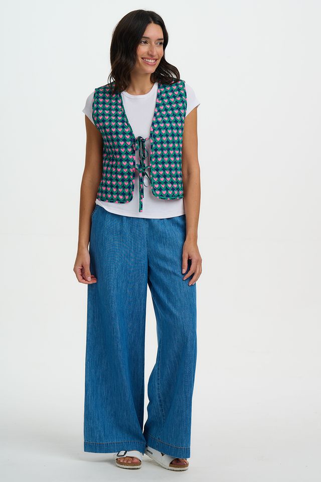 NAVY, HEART TILE VANDER QUILTED WAISTCOAT