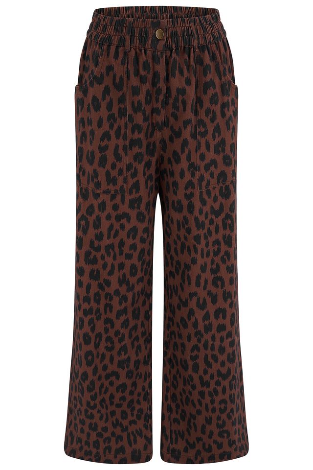 RUST/NAVY, IKAT LEOPARD  NICA WIDE LEG TROUSERS