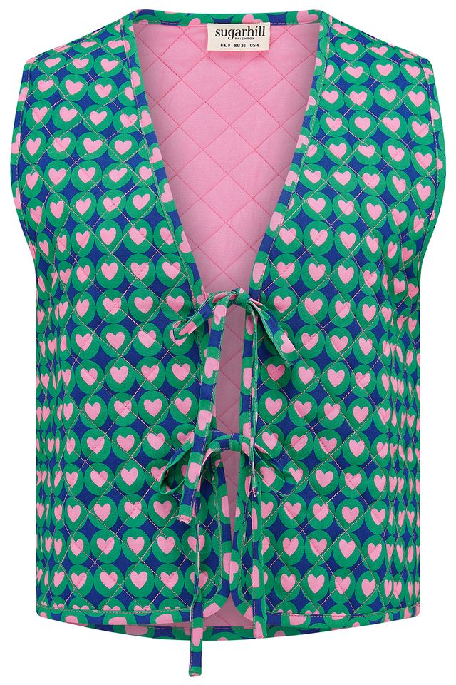 NAVY, HEART TILE VANDER QUILTED WAISTCOAT