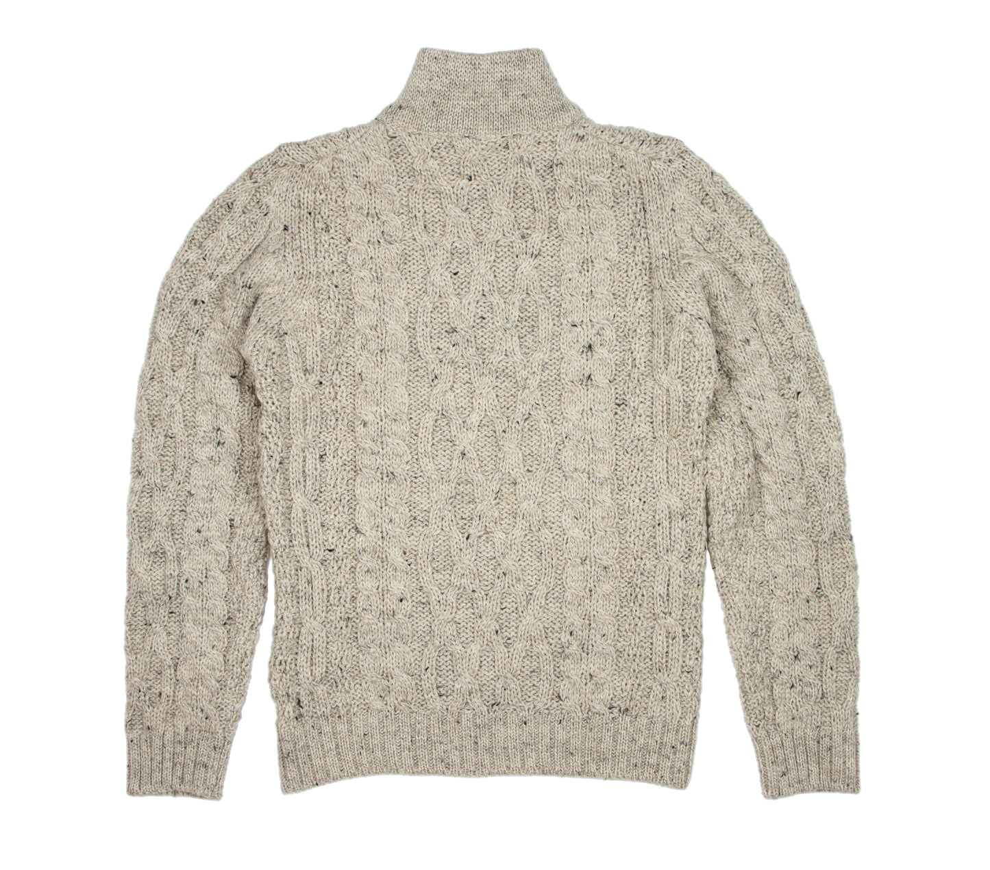 British Wool Keasden Zip Neck Aran Jumper