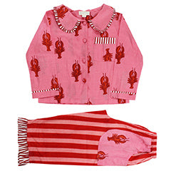 RUBY GIRLS PINK & RED LOBSTER PRINT PYJAMAS 10-12