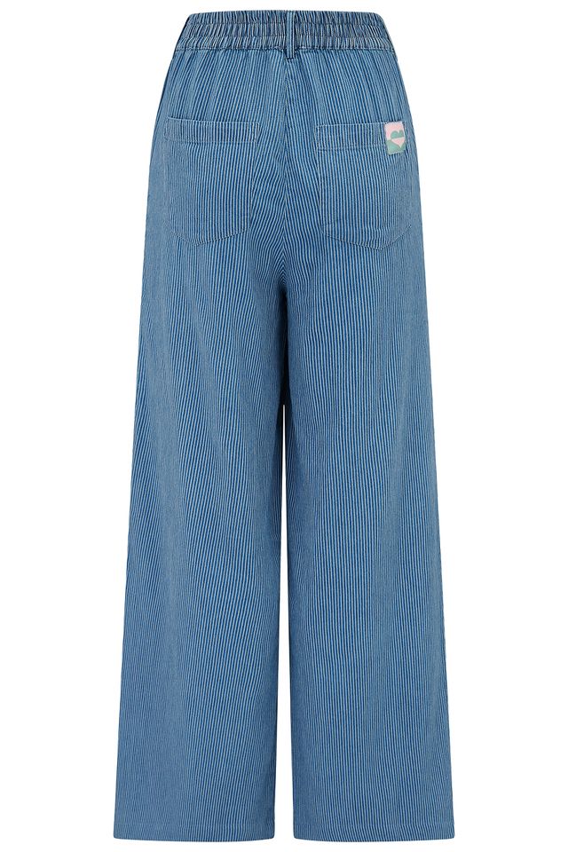 BLUE STRIPE DENIM  FIFI WIDE LEG TROUSERS