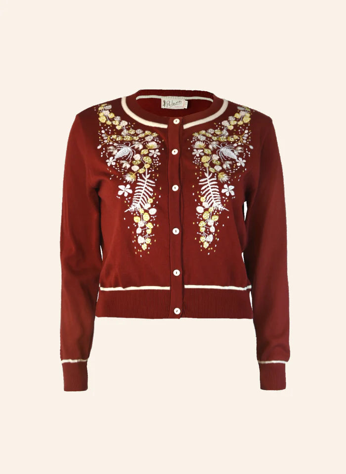 Vera - Burgundy Berries Cardigan S