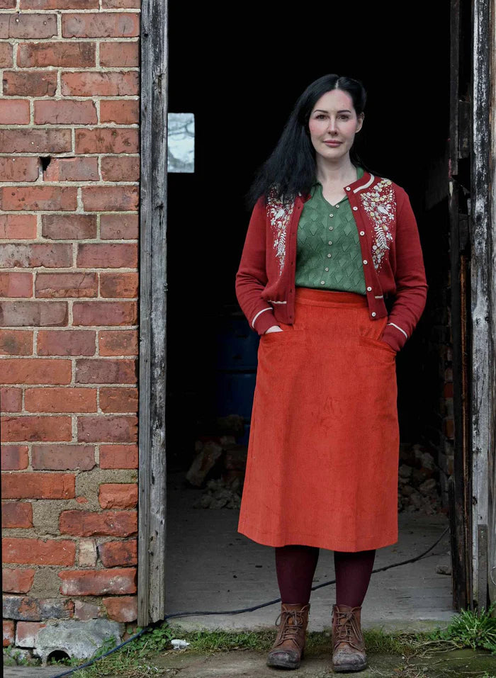 Vera - Burgundy Berries Cardigan L