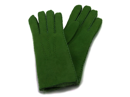 Hand Sewn Ladies Lambskin Gloves - Dark Green