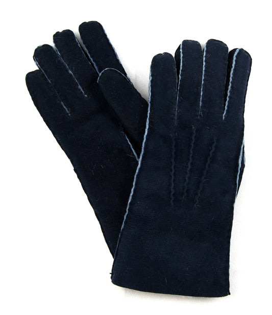 Hand Sewn Ladies Lambskin Gloves - Navy