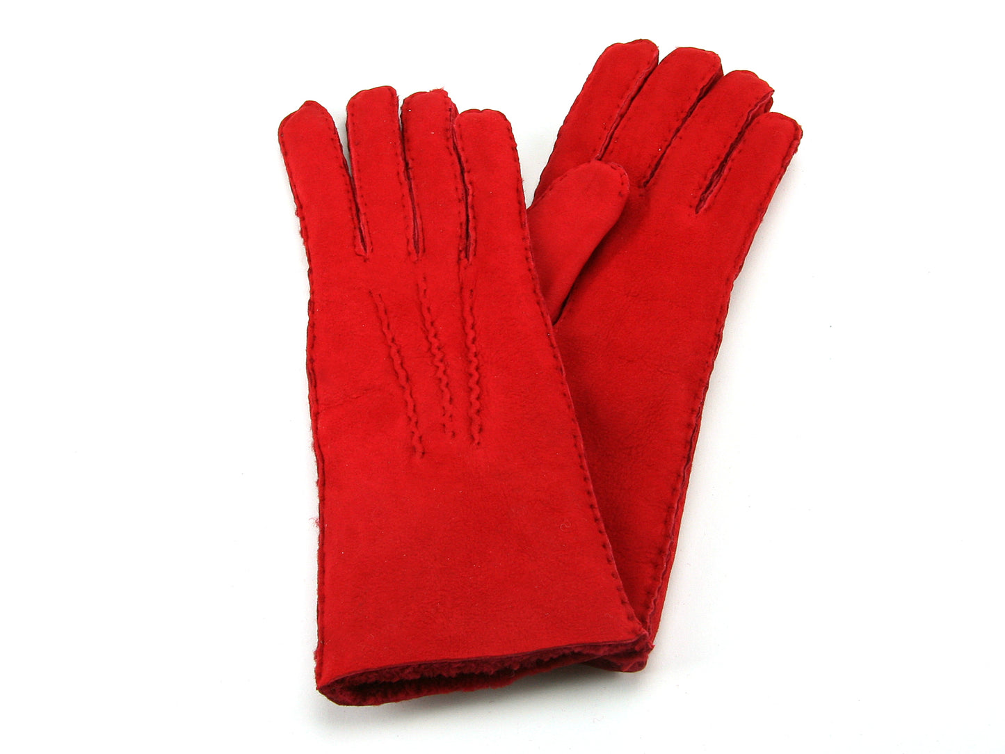 Hand Sewn Ladies Lambskin Gloves - Red