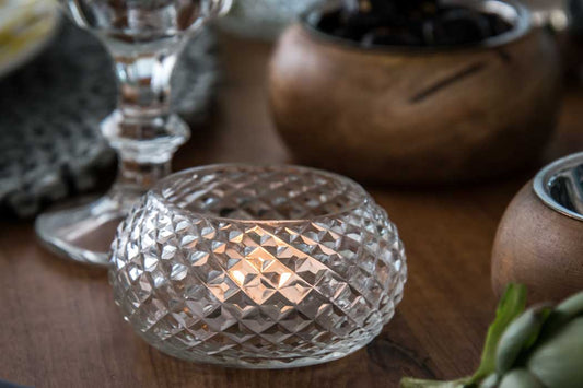 Glass TLight Holder Pebble