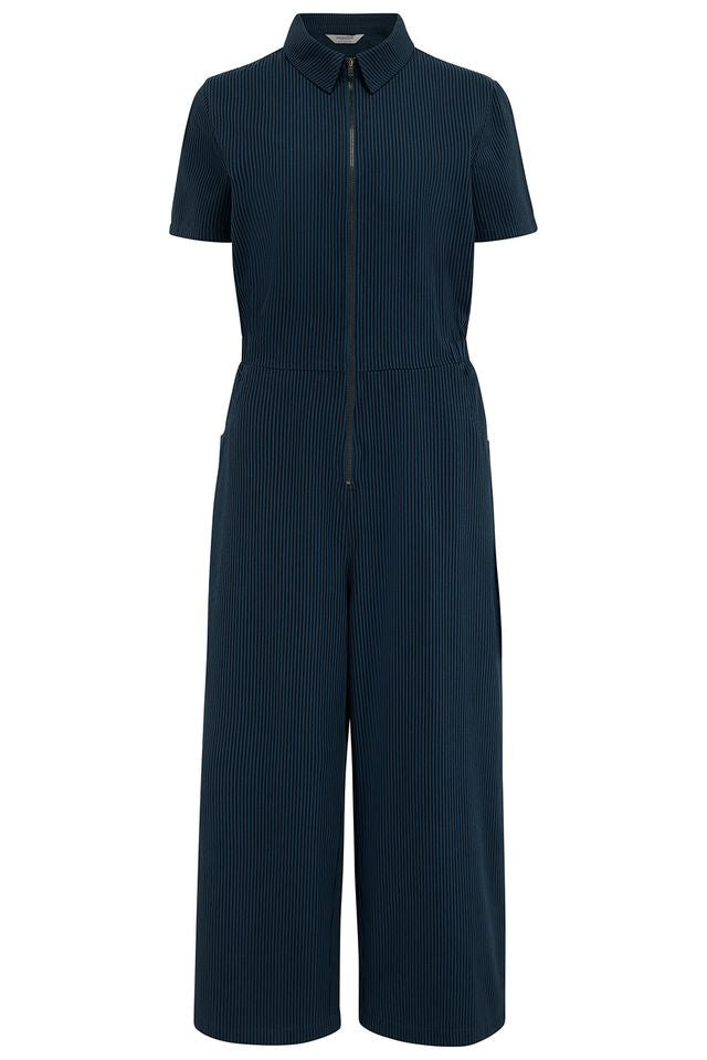 BLACK/TEAL, THIN  STRIPE  CORA CROPPED JUMPSUIT