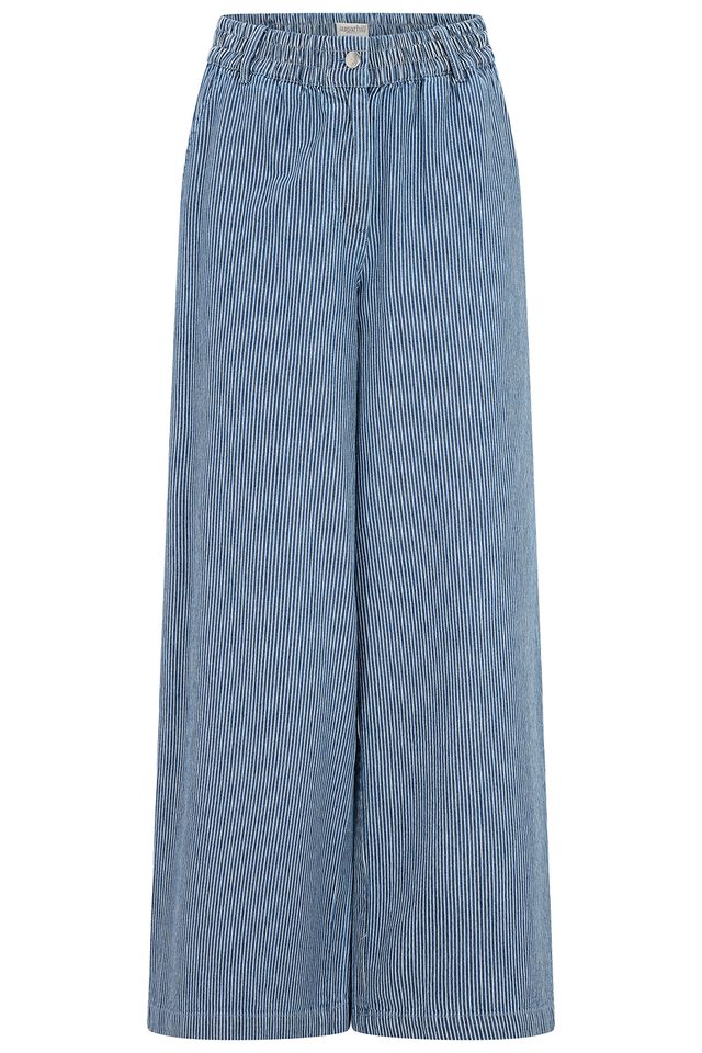 BLUE STRIPE DENIM  FIFI WIDE LEG TROUSERS