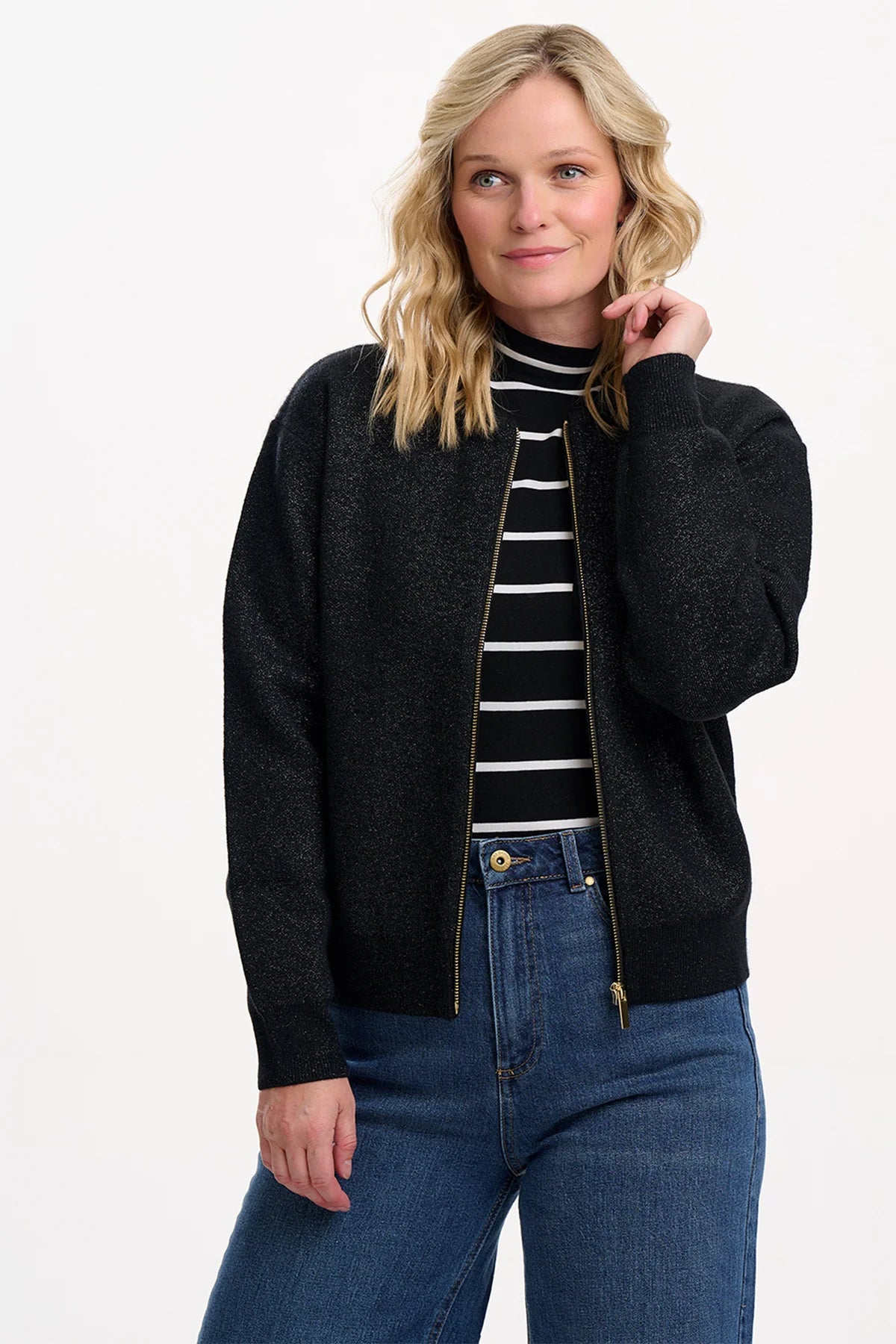 Solana Black Sparkle Bomber 20