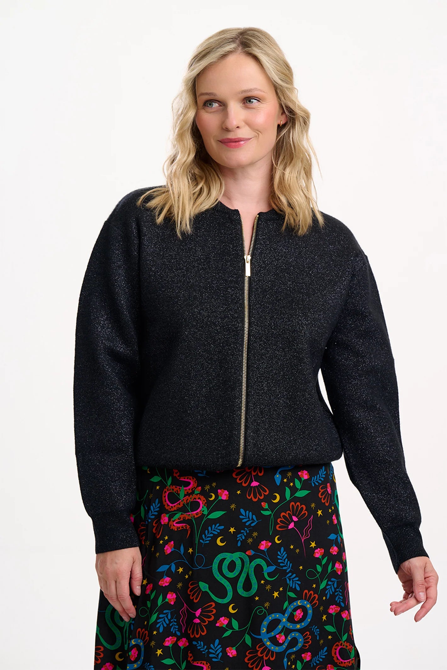 Solana Black Sparkle Bomber 18