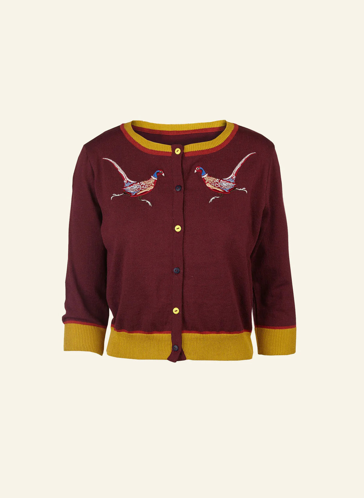 Vera - Plum Pheasant Cardigan S