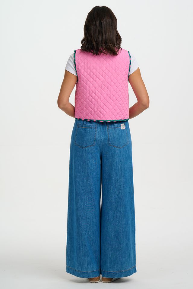 BLUE STRIPE DENIM  FIFI WIDE LEG TROUSERS