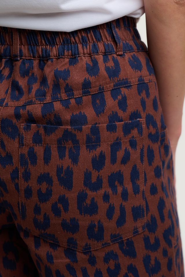 RUST/NAVY, IKAT LEOPARD  NICA WIDE LEG TROUSERS