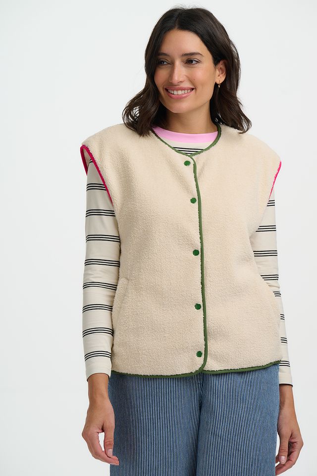 OATMEAL SOPHIE FLEECE GILET